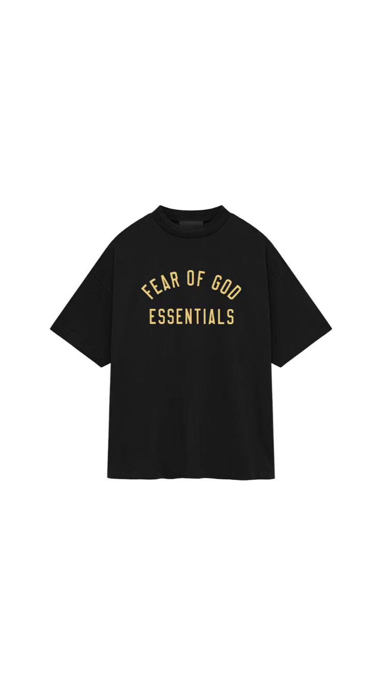 Essentials Fear of God Jersey Crewneck Tee "Black/Gold"